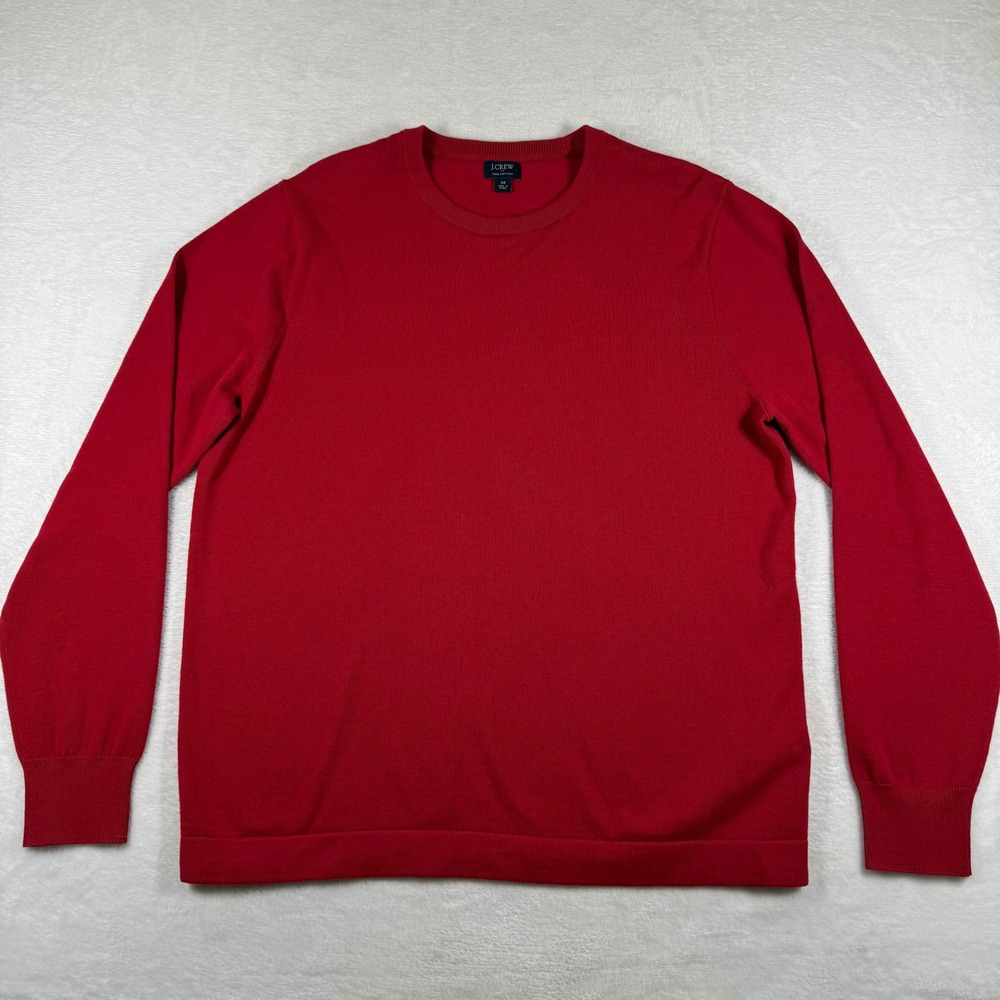 J.Crew Mens Red 100% Cotton Crew Neck Long Sleeve Sweater AZ229 Size Medium